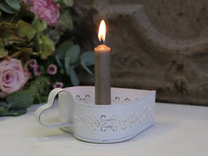 Chamberstick Heart with Grey Candle