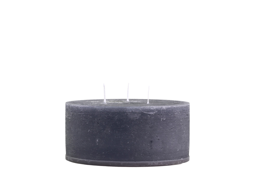 Macron Rustic Pillar Candle 3 wicks - Coal